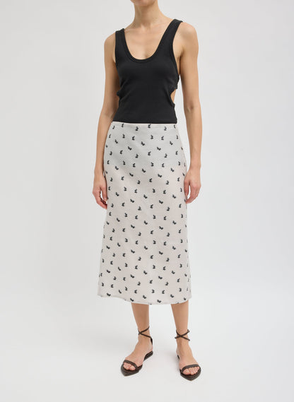 Silk Gazar Jacquard Pencil Skirt Ivory Multi - Tibi
