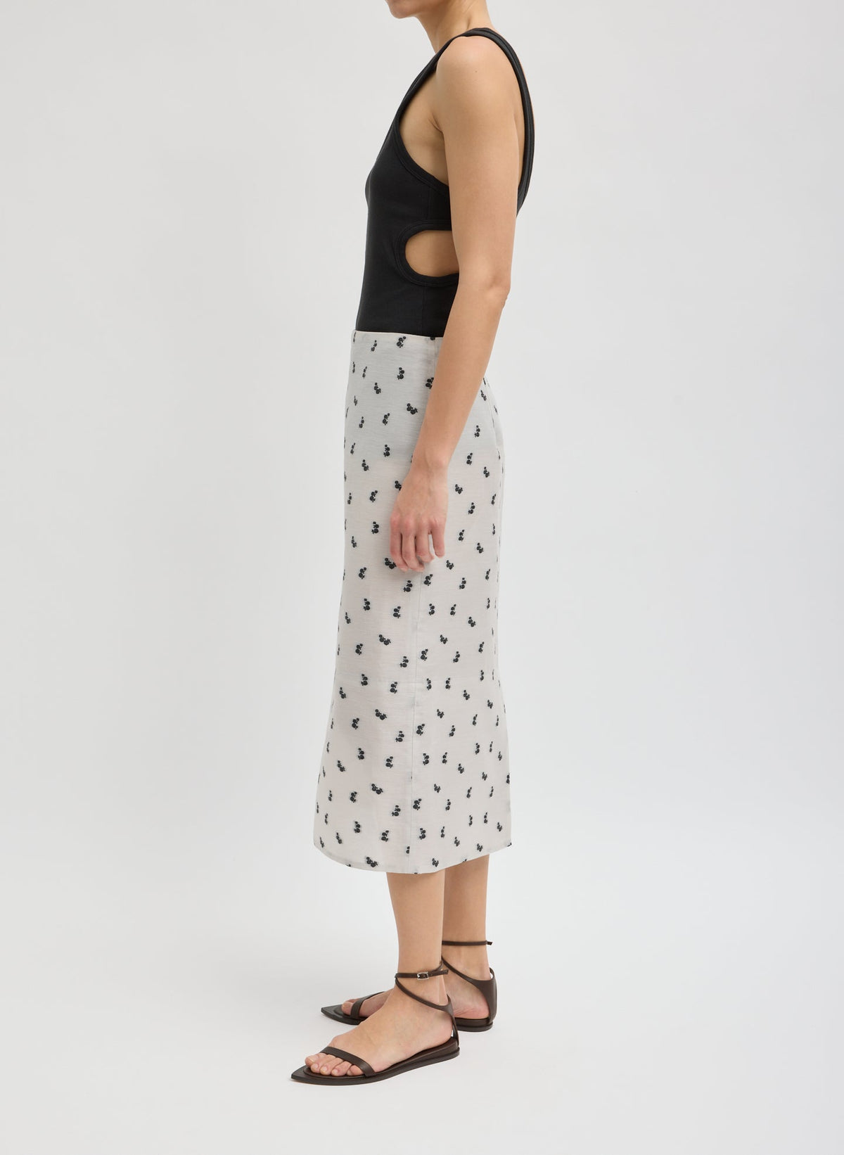 Silk Gazar Jacquard Pencil Skirt Ivory Multi - Tibi