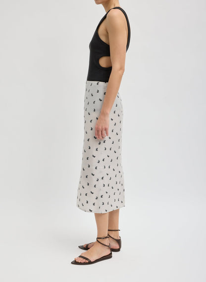 Silk Gazar Jacquard Pencil Skirt Ivory Multi - Tibi