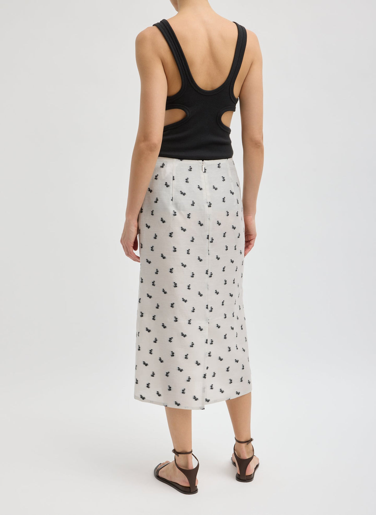 Silk Gazar Jacquard Pencil Skirt Ivory Multi - Tibi