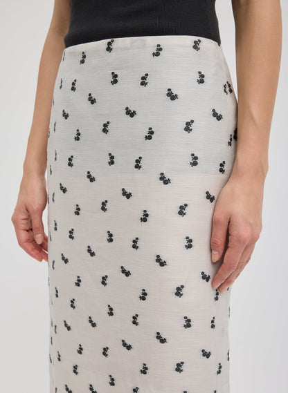 Silk Gazar Jacquard Pencil Skirt Ivory Multi - Tibi