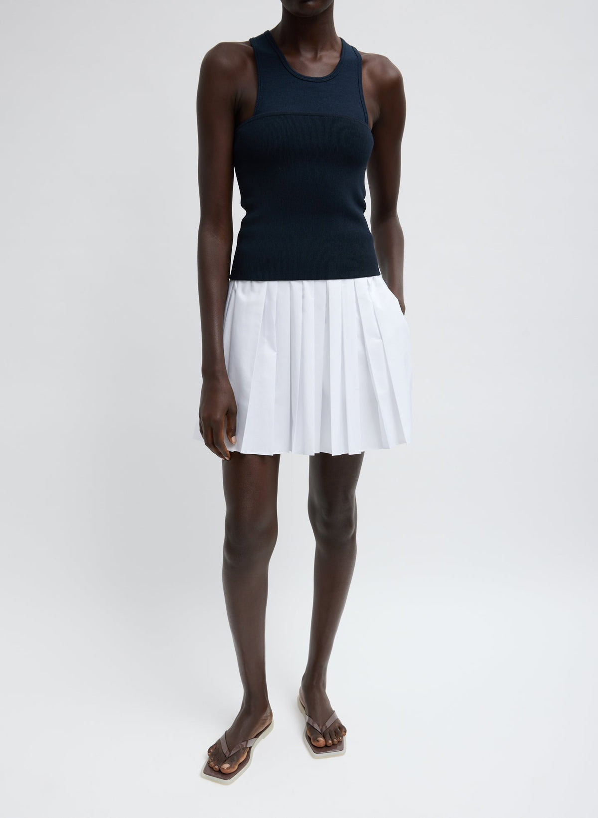 Summer Nylon Pull On Mini Skirt White - Tibi