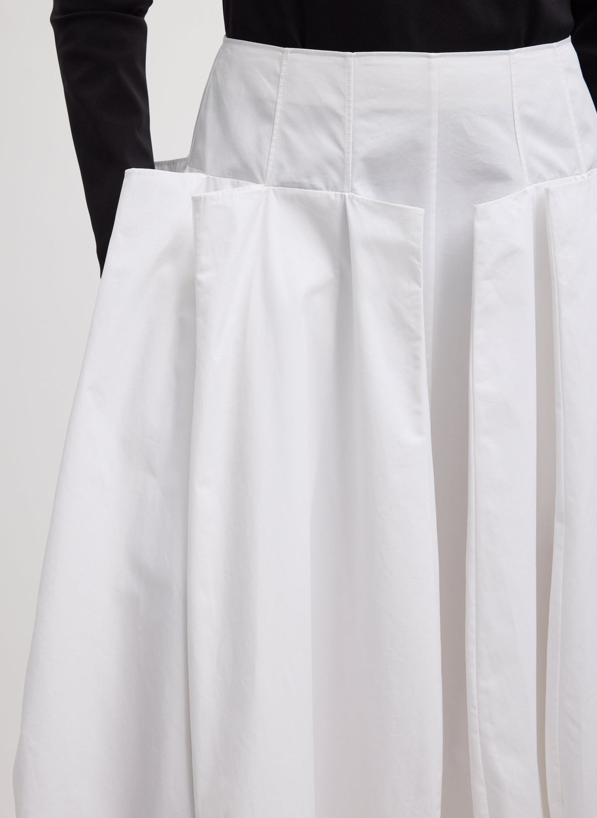 Compact Eco Poplin Pinched Pleat Full Skirt White - Tibi
