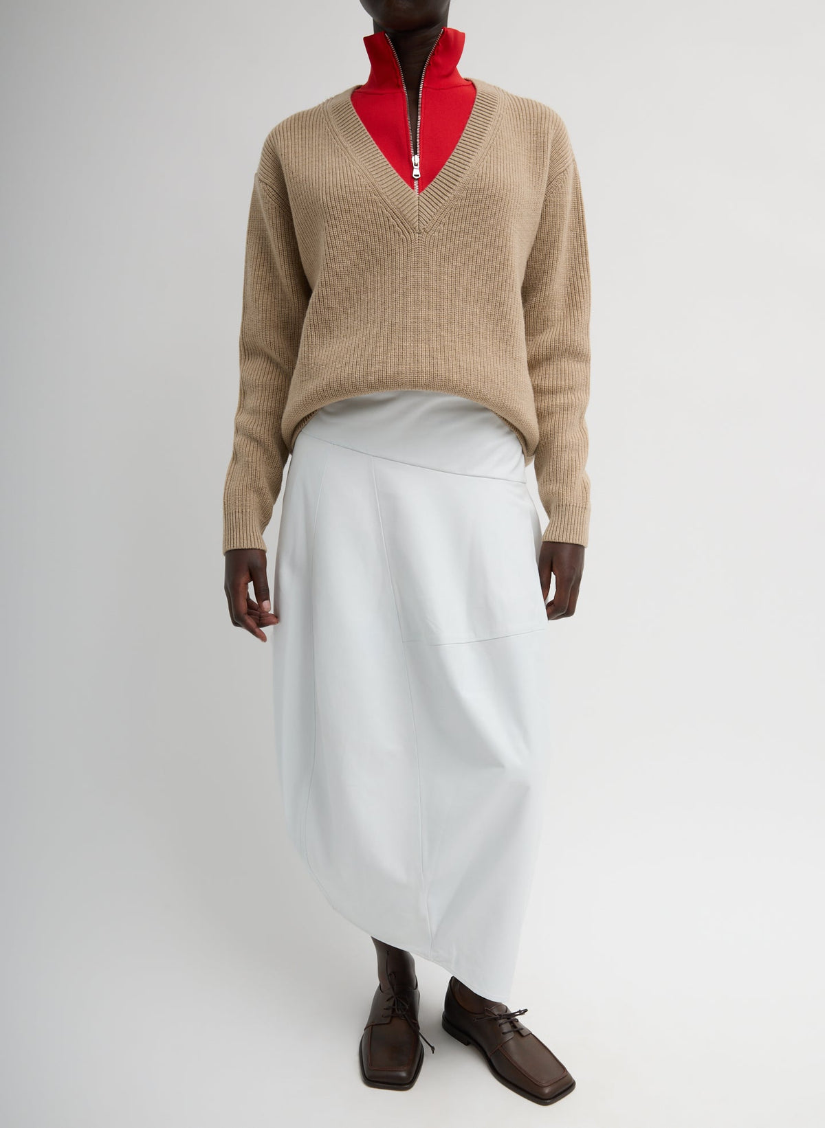 Leather Asymmetrical Balloon Skirt Optic White - Tibi