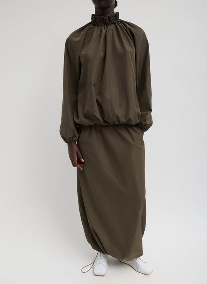 Italian Sporty Nylon Maxi Anorak Skirt Dark Hazelnut - Tibi