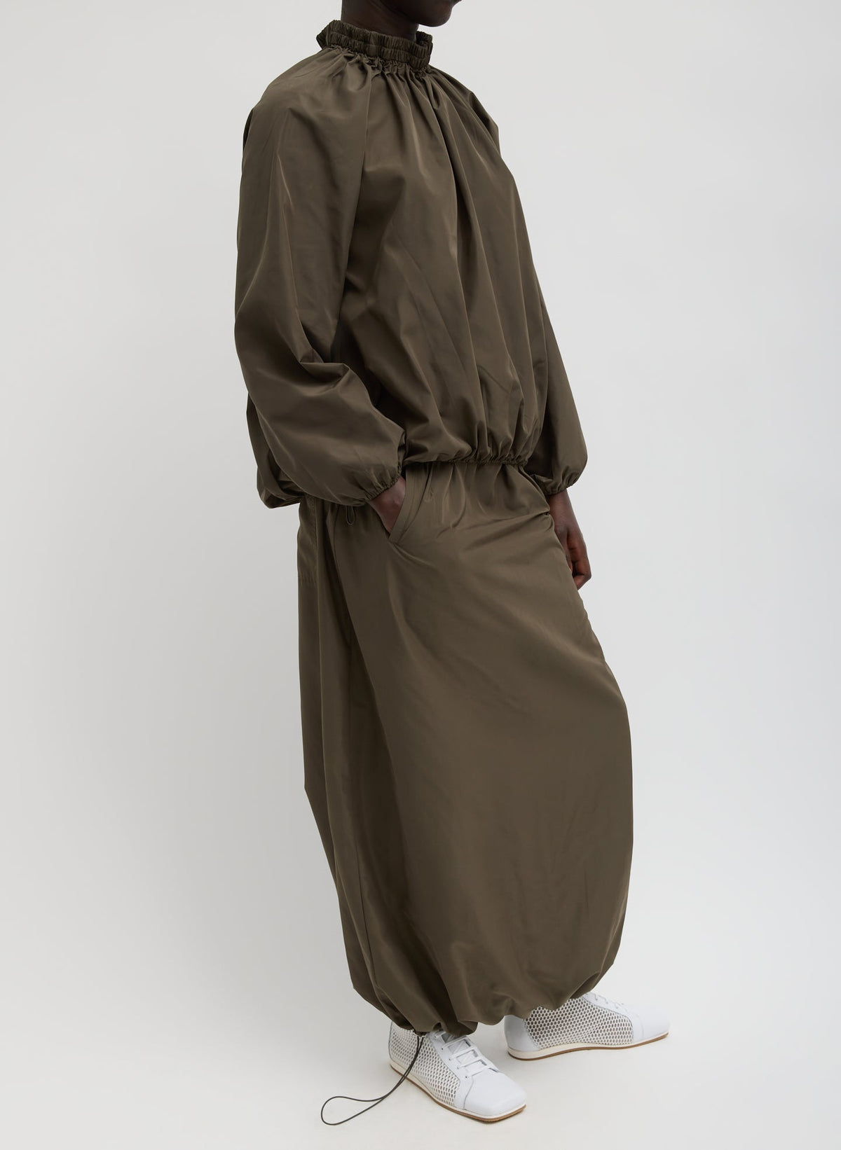 Italian Sporty Nylon Maxi Anorak Skirt Dark Hazelnut - Tibi