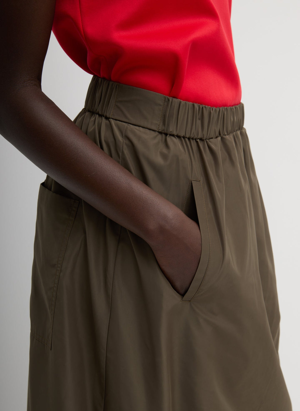 Italian Sporty Nylon Maxi Anorak Skirt Dark Hazelnut - Tibi