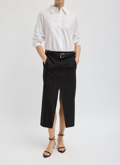 Viscose Suiting Midi Trouser Skirt Black Multi - Tibi