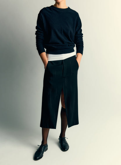 Viscose Suiting Midi Trouser Skirt Black Multi - Tibi