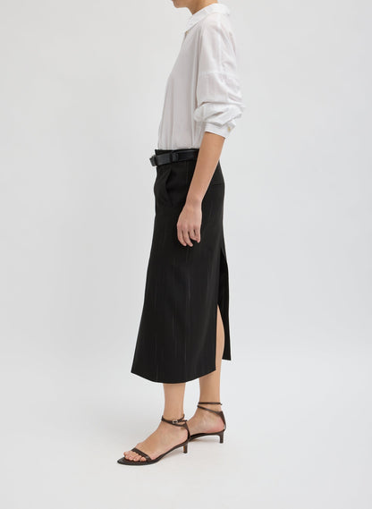 Viscose Suiting Midi Trouser Skirt Black Multi - Tibi