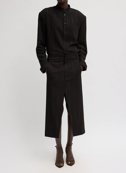 Viscose Suiting Midi Trouser Skirt Black Multi - Tibi