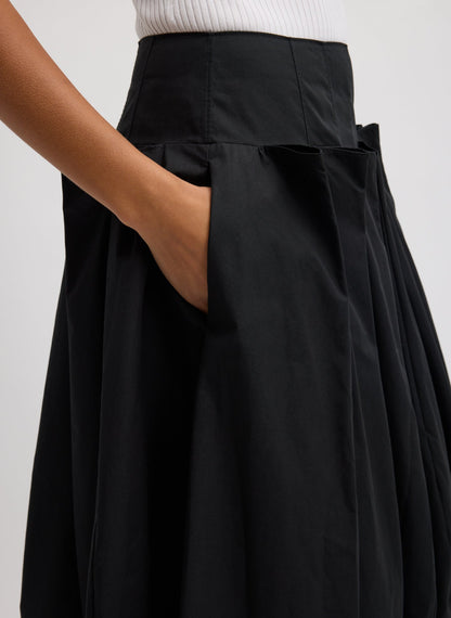 Compact Eco Poplin Pinched Pleat Full Skirt Black - Tibi