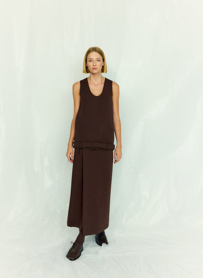 Bonded Viscose Maxi Wrap Skirt Brown - Tibi