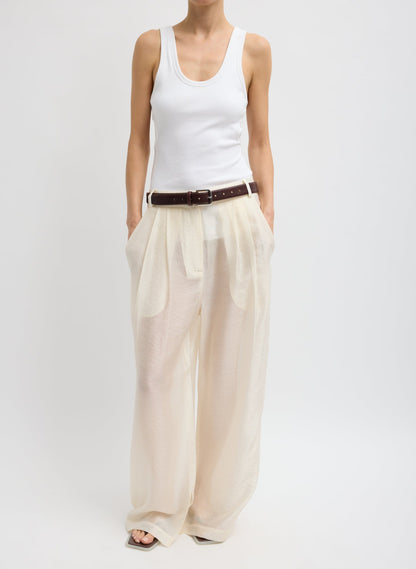 Summer Voile Stella Pant With Slit Detail Ivory - Tibi