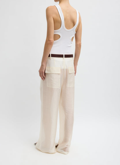 Summer Voile Stella Pant With Slit Detail Ivory - Tibi