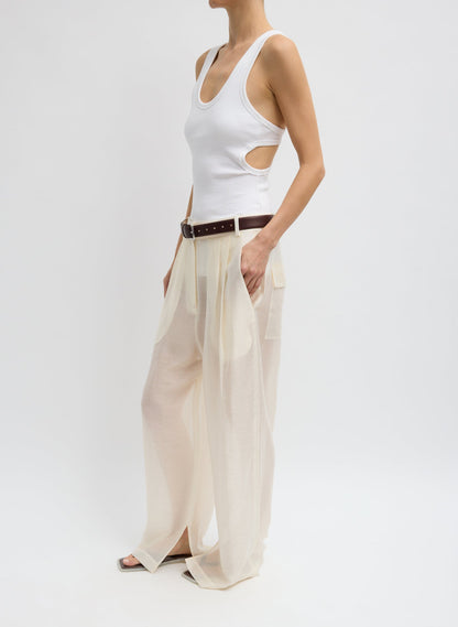 Summer Voile Stella Pant With Slit Detail Ivory - Tibi