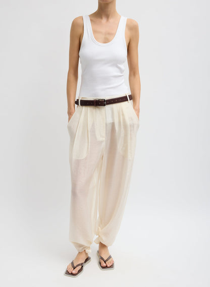 Summer Voile Stella Pant With Slit Detail Ivory - Tibi