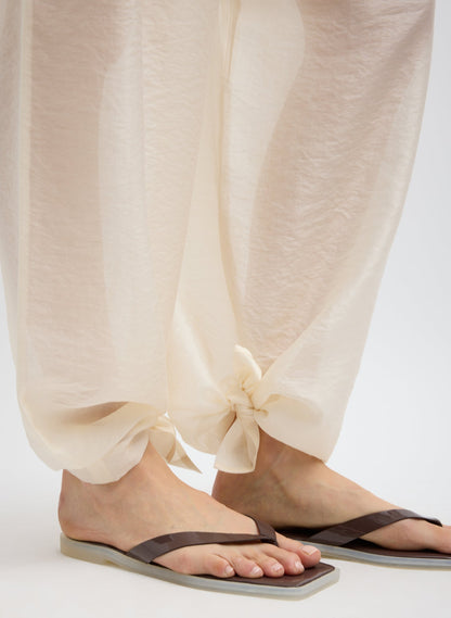 Summer Voile Stella Pant With Slit Detail Ivory - Tibi