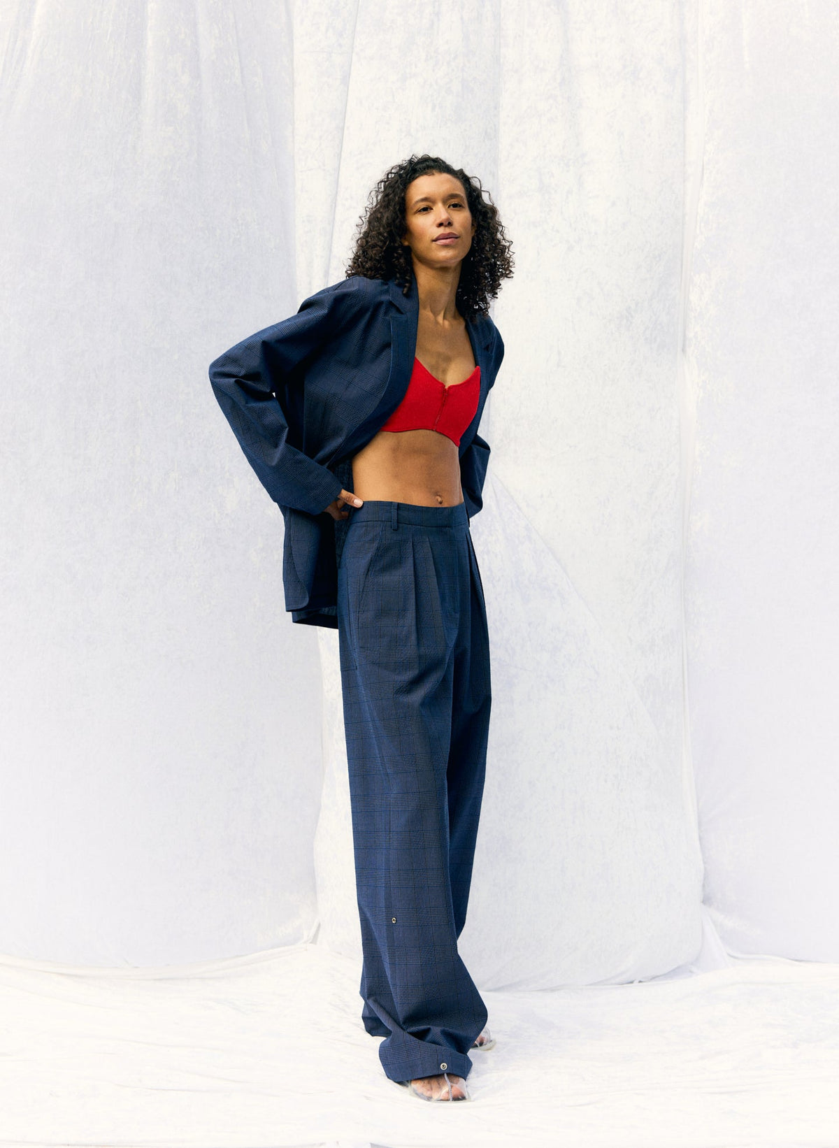 Menswear Crepon Stella Full Length Pant Navy Multi - Tibi