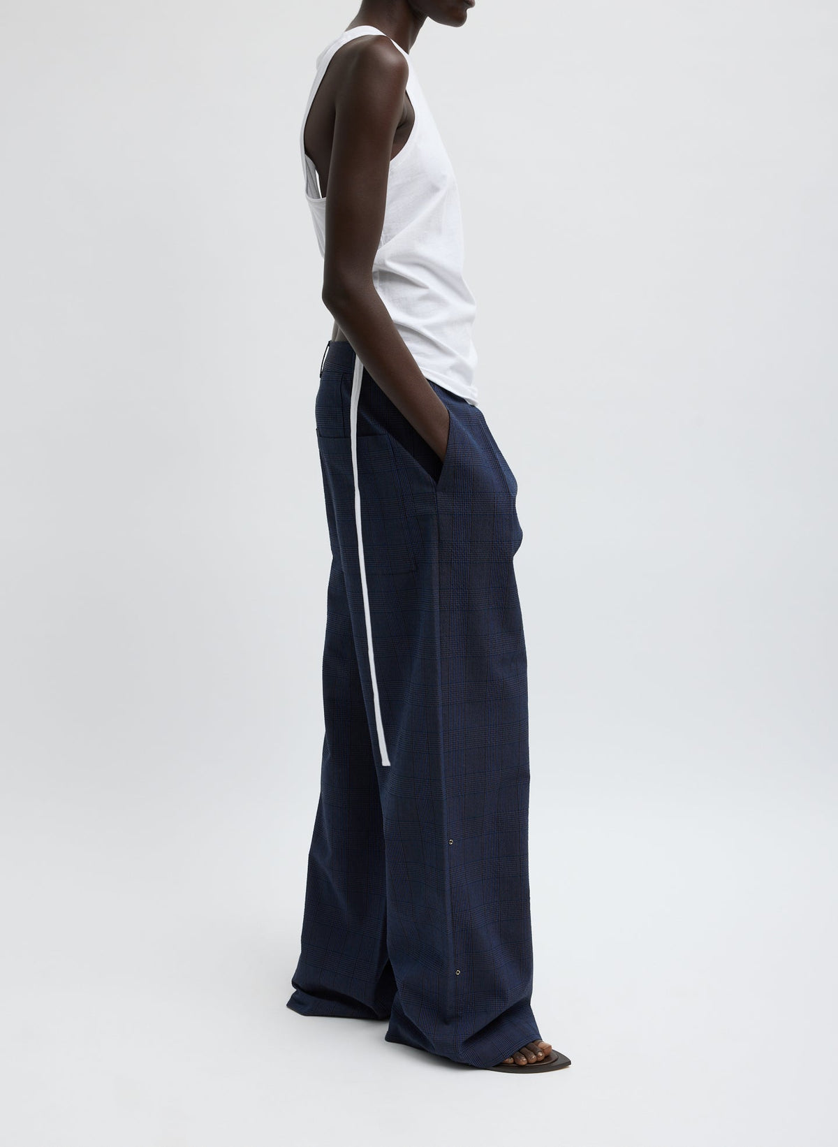 Menswear Crepon Stella Full Length Pant Navy Multi - Tibi
