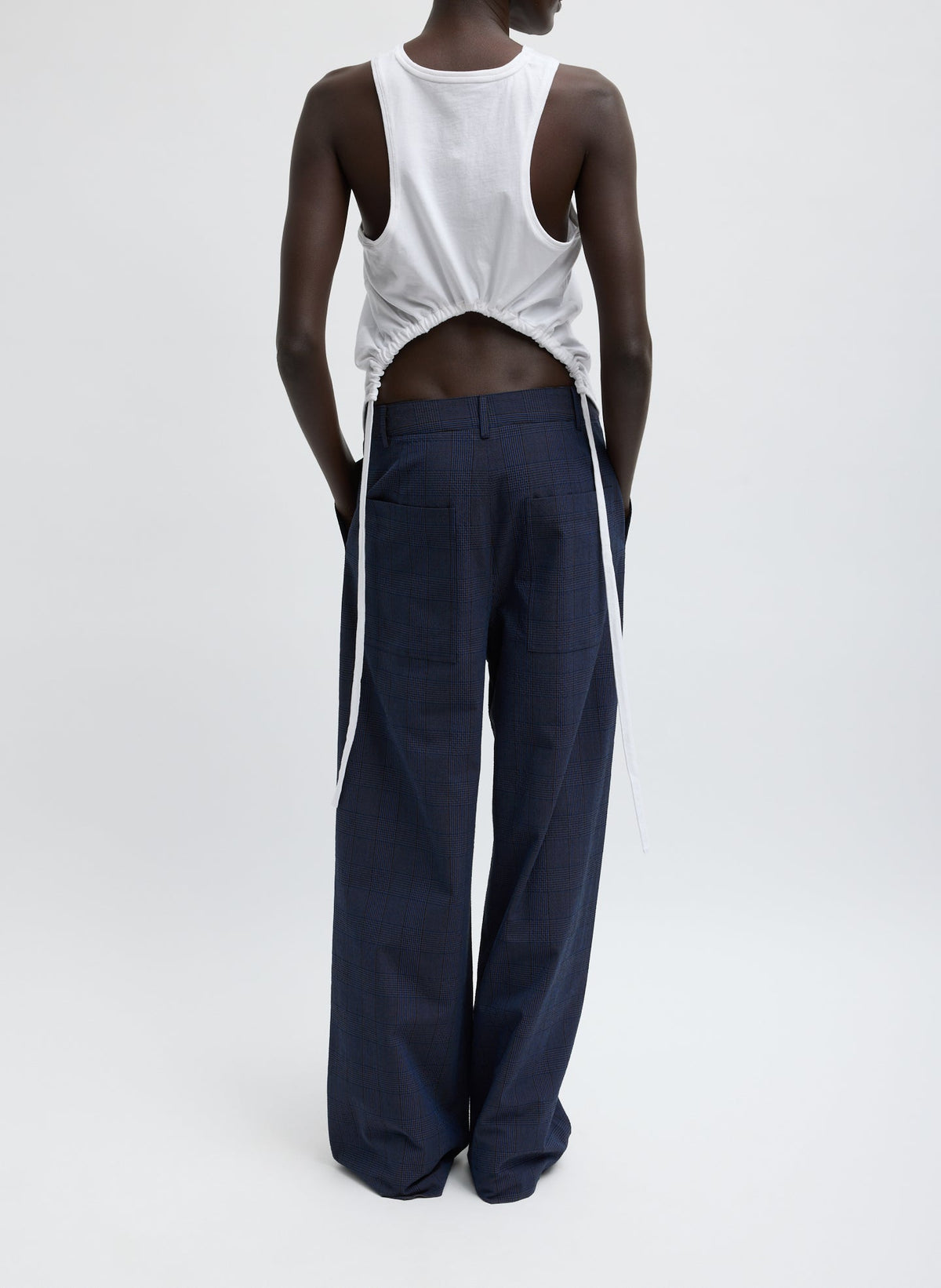 Menswear Crepon Stella Full Length Pant Navy Multi - Tibi