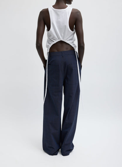 Menswear Crepon Stella Full Length Pant Navy Multi - Tibi