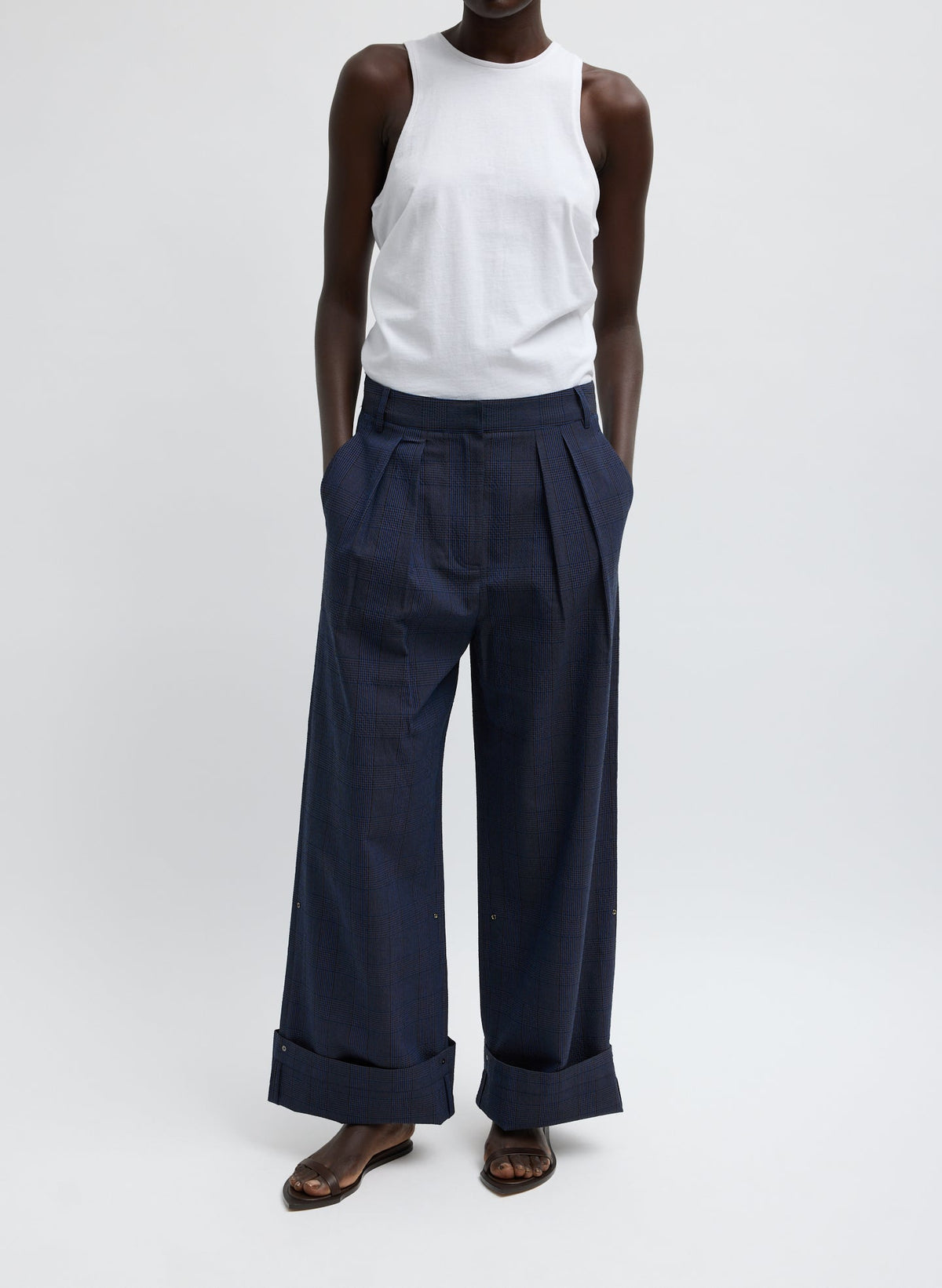Menswear Crepon Stella Full Length Pant Navy Multi - Tibi