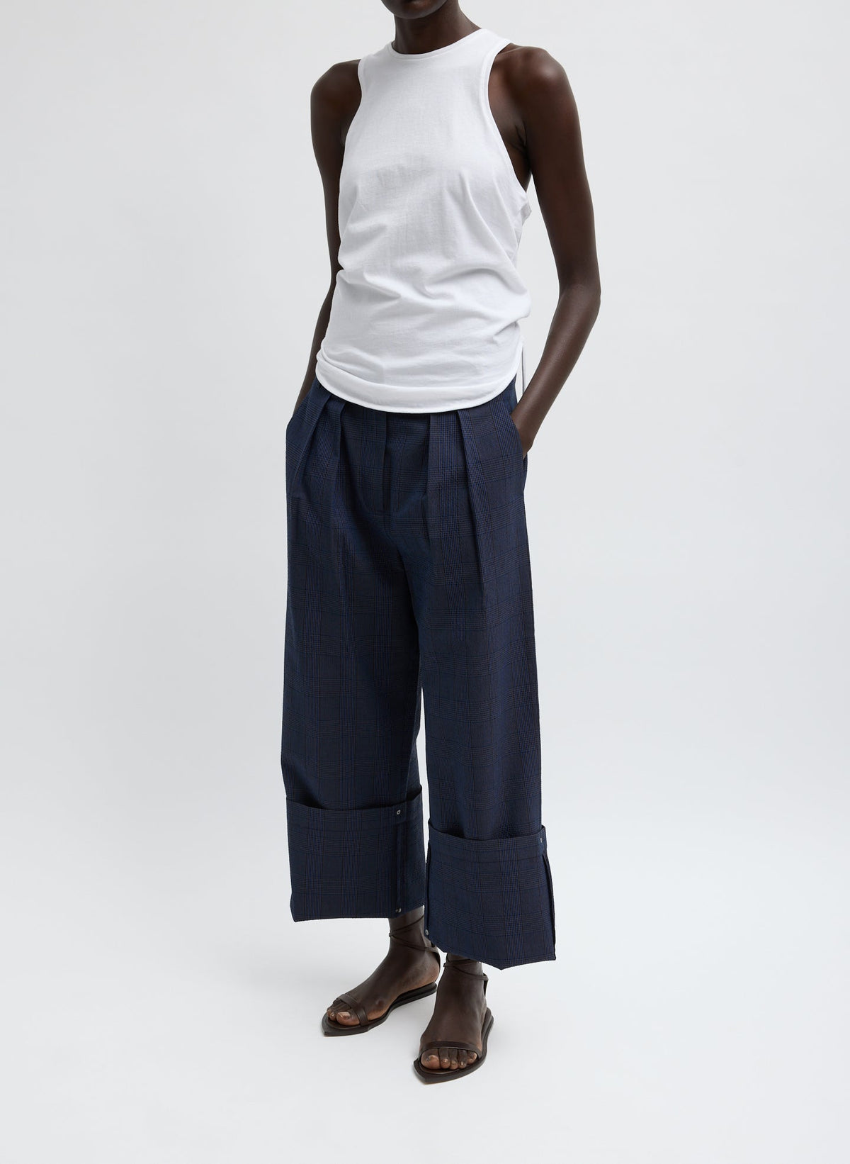 Menswear Crepon Stella Full Length Pant Navy Multi - Tibi