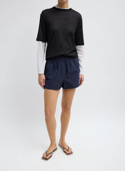 Menswear Crepon Pull On Shorts Navy Multi - Tibi