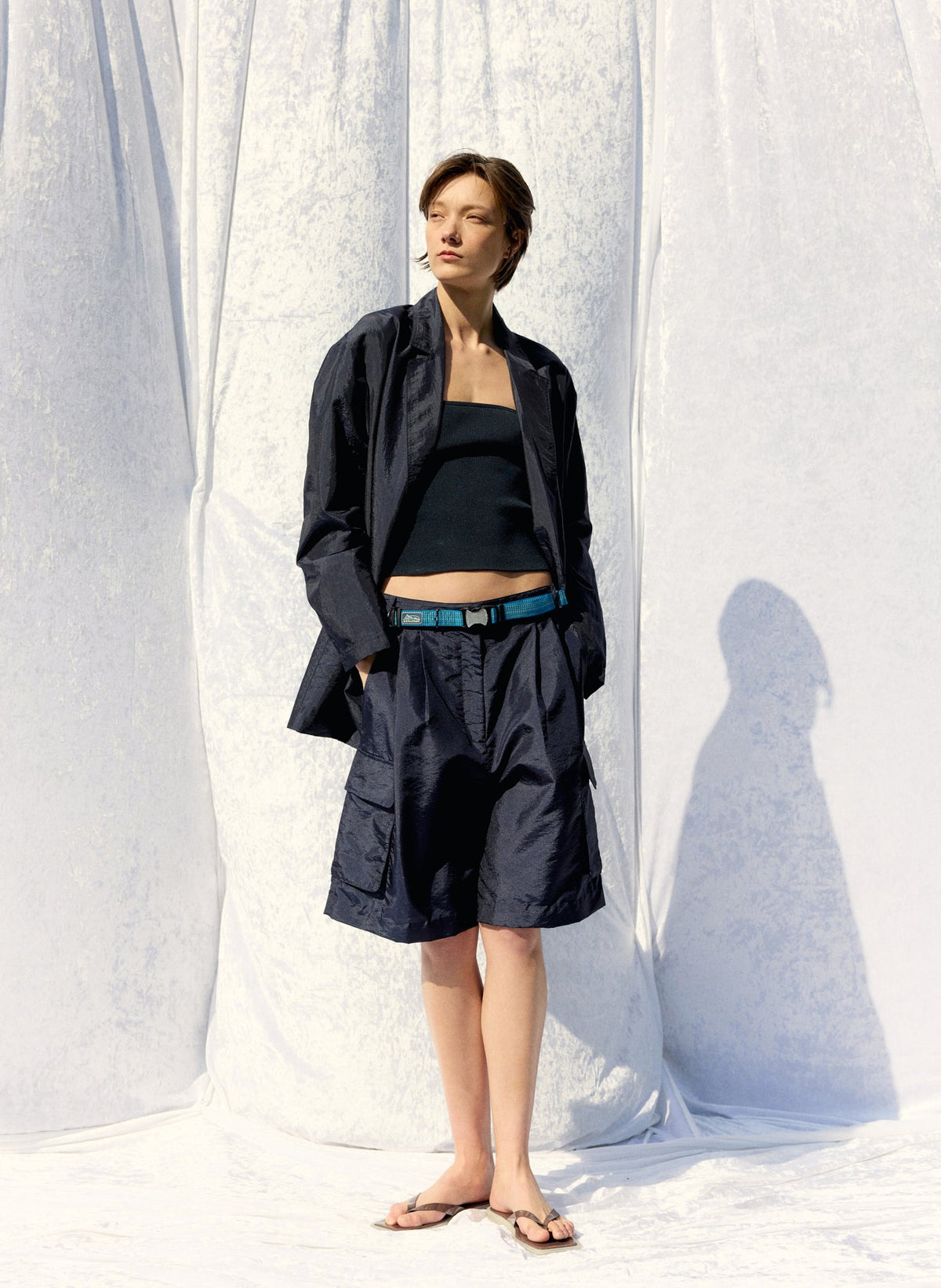 Crispy Nylon Stella Short Navy - Tibi