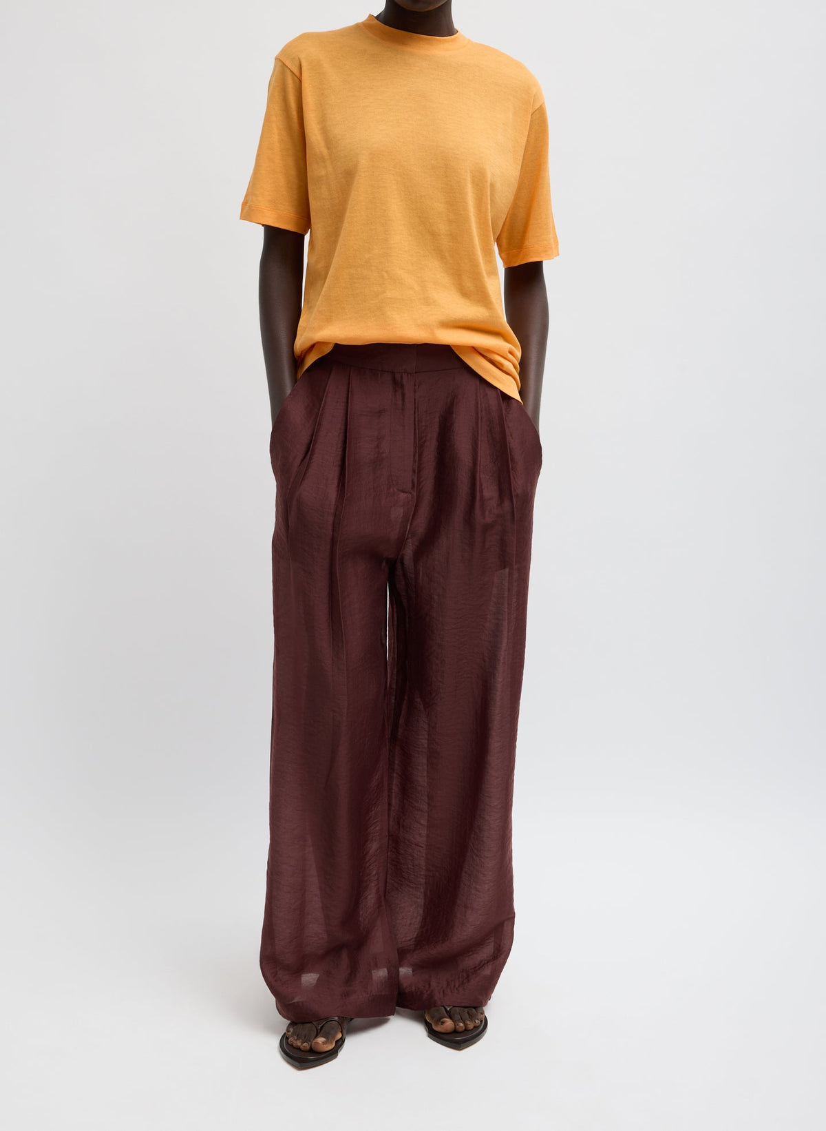 Summer Voile Stella Pant With Slit Detail Russet Brown - Tibi
