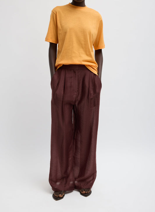 Summer Voile Stella Pant With Slit Detail Russet Brown - Tibi