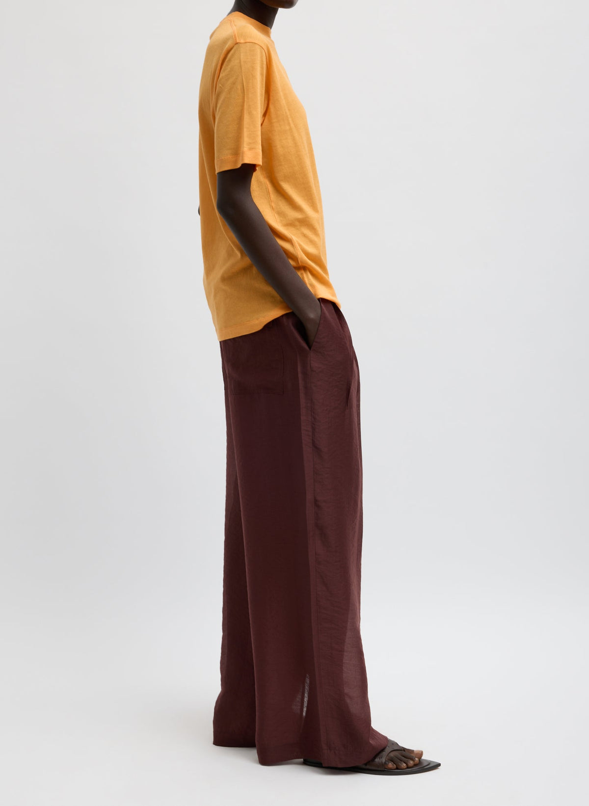 Summer Voile Stella Pant With Slit Detail Russet Brown - Tibi