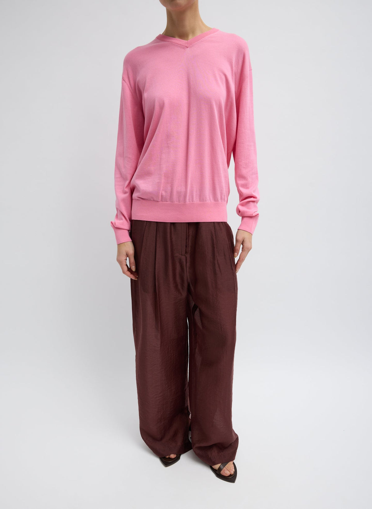Summer Voile Stella Pant With Slit Detail Russet Brown - Tibi