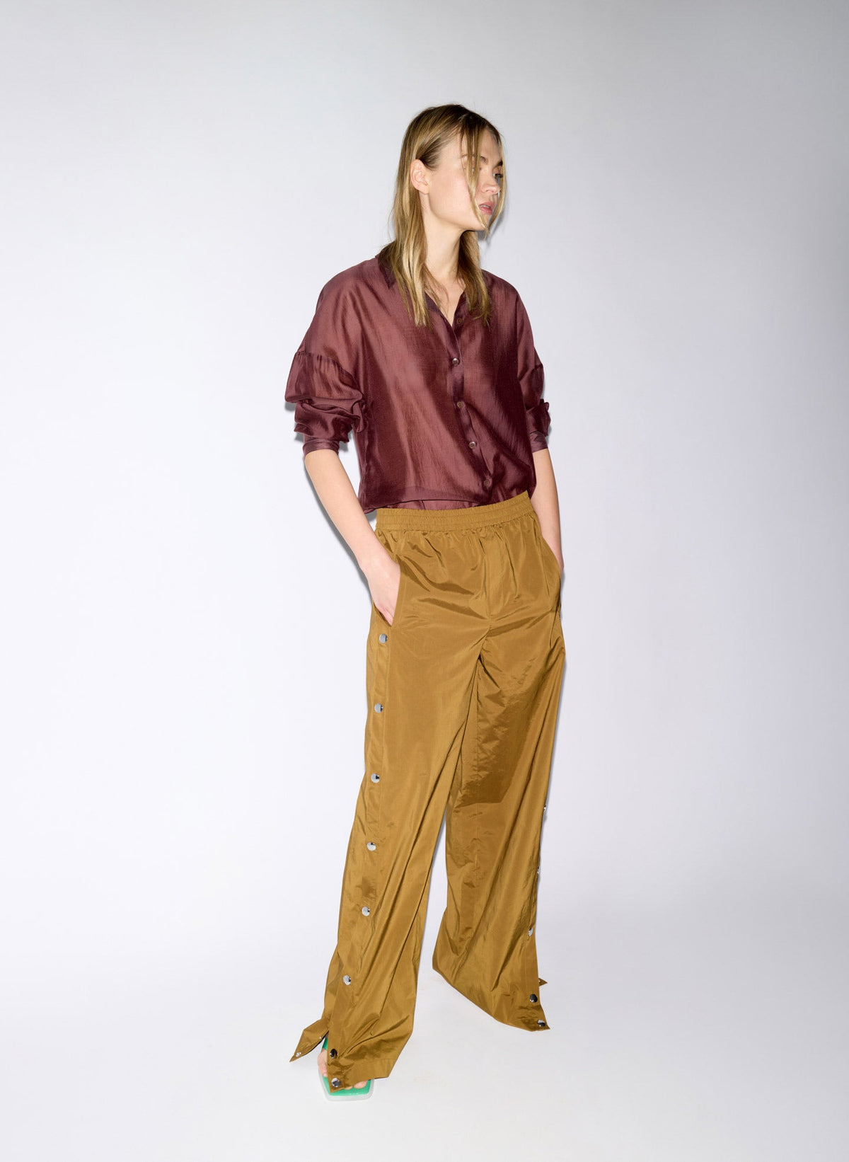 Nylon Snap Jogger Loden - Tibi