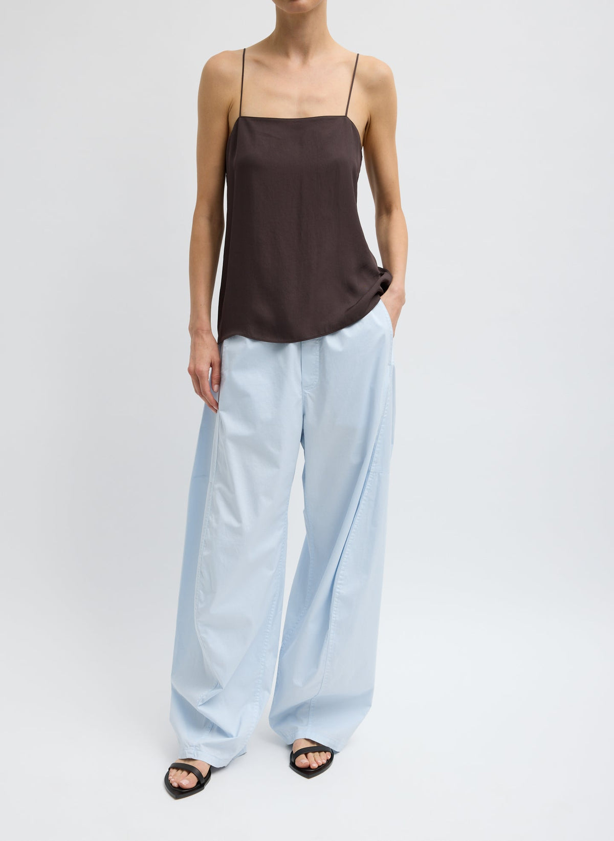Garment Dyed Silky Cotton Winslow Pull On Pant Pale Blue - Tibi