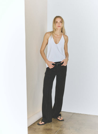 Viscose Suiting Isaac Pant Black Multi - Tibi