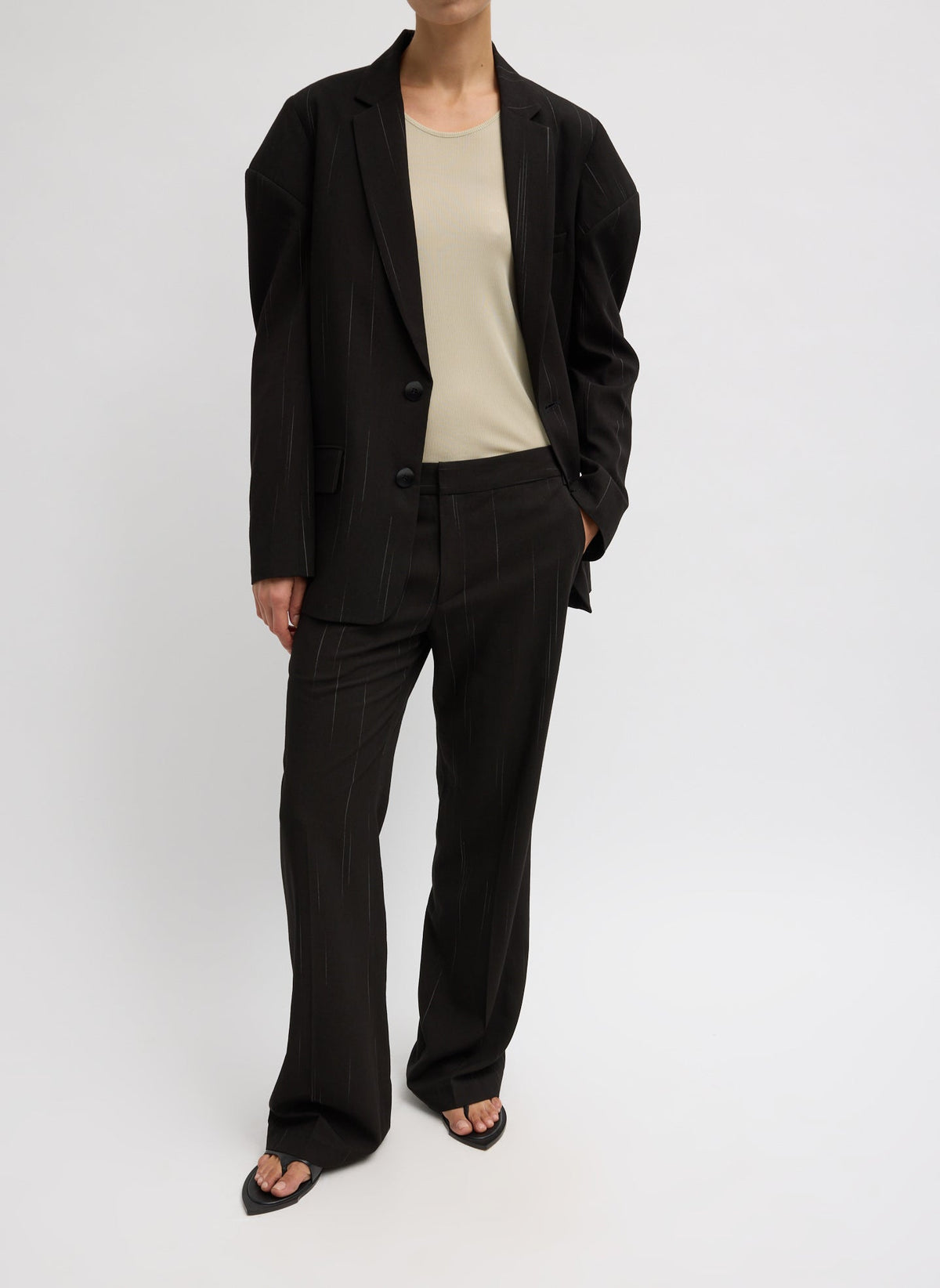 Viscose Suiting Isaac Pant Black Multi - Tibi