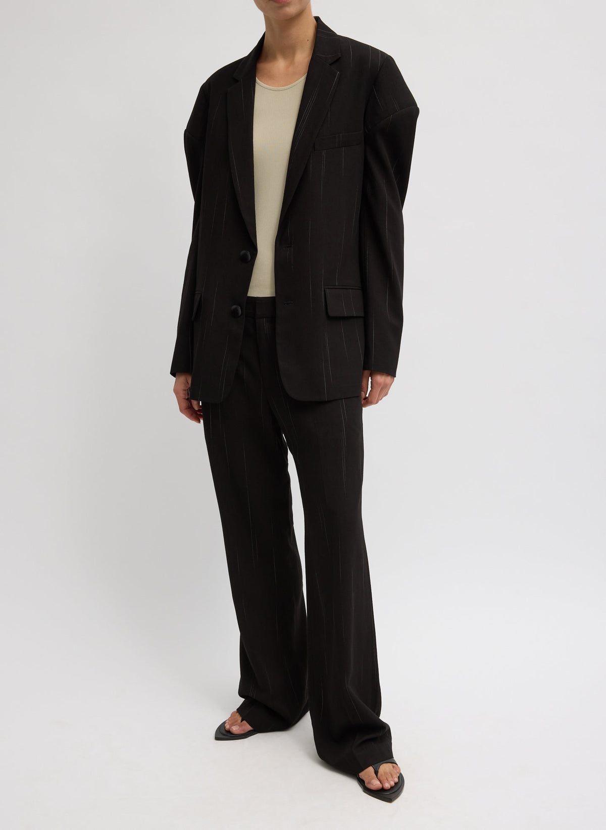 Viscose Suiting Isaac Pant Black Multi - Tibi