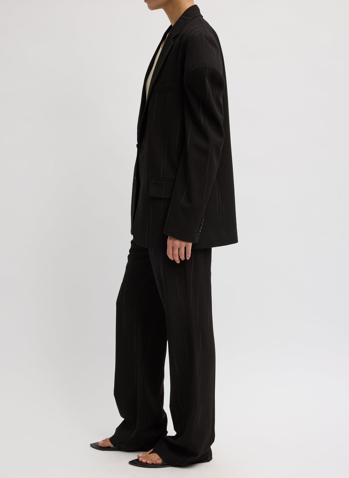 Viscose Suiting Isaac Pant Black Multi - Tibi