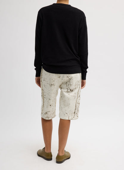 Calcimin Denim Tuck Jean Shorts Ivory Multi - Tibi