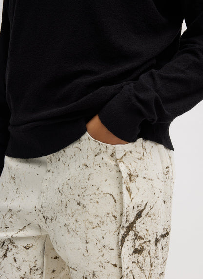 Calcimin Denim Tuck Jean Shorts Ivory Multi - Tibi