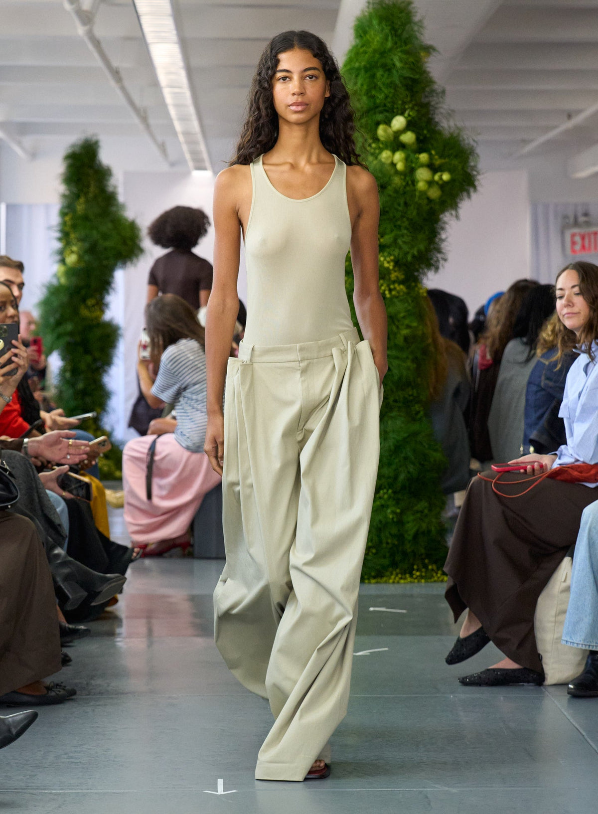 Luxe Spring Twill Tucked Pleated Wide Leg Trouser Taupe - Tibi