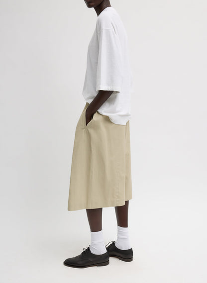 Luxe Spring Twill Tucked Pleated Wide Leg Short Taupe - Tibi