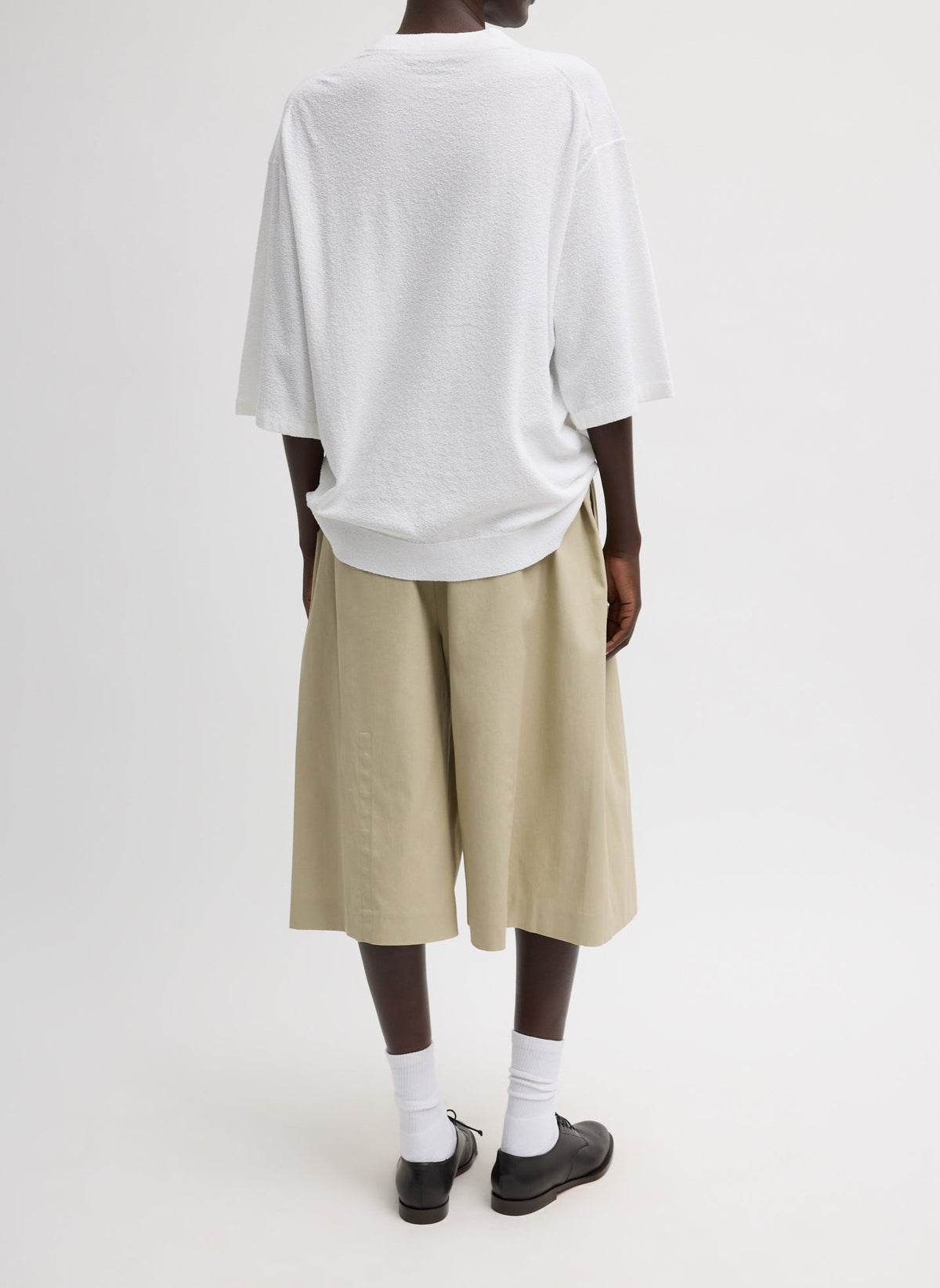 Luxe Spring Twill Tucked Pleated Wide Leg Short Taupe - Tibi