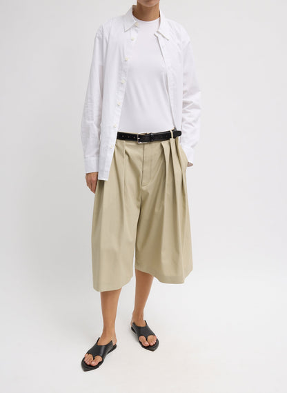 Luxe Spring Twill Tucked Pleated Wide Leg Short Taupe - Tibi