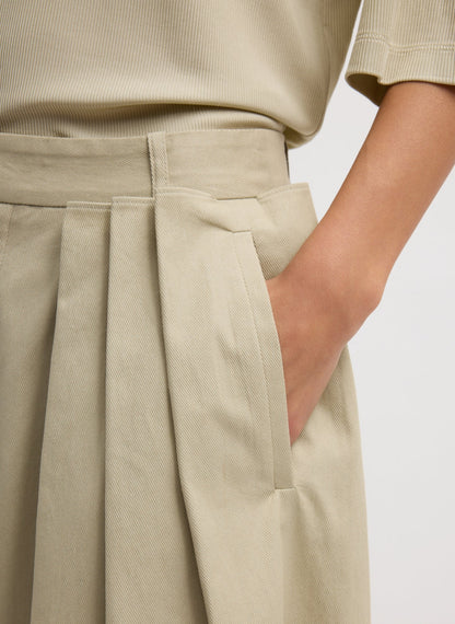 Luxe Spring Twill Tucked Pleated Wide Leg Short Taupe - Tibi
