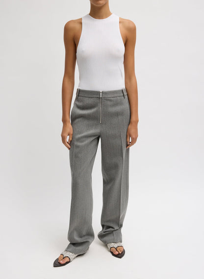 Structured Wool Zip Front Trouser Grey Multi - Tibi