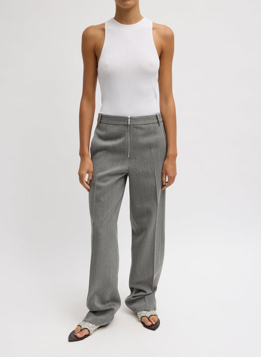 Structured Wool Zip Front Trouser Grey Multi - Tibi