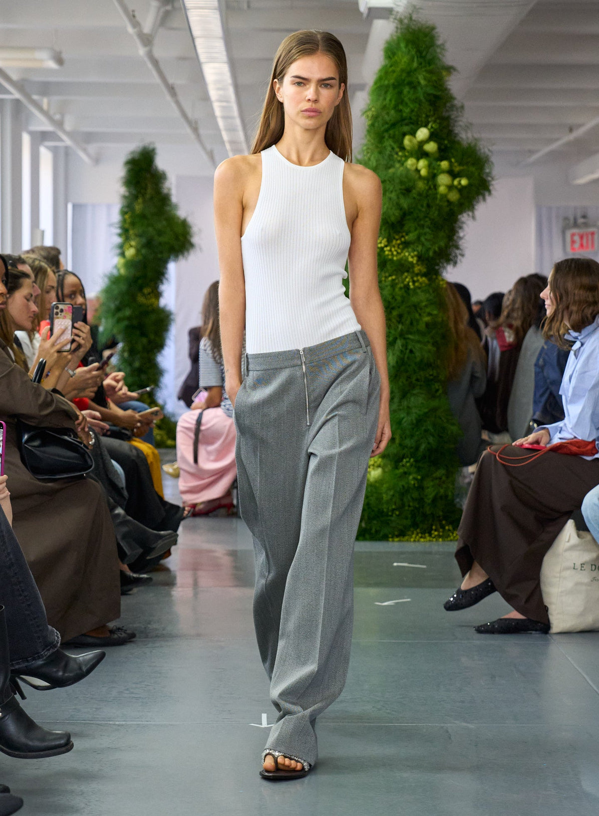 Structured Wool Zip Front Trouser Grey Multi - Tibi